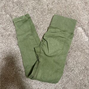 Green Ribbed Leggings